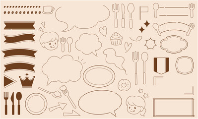 シンプルな手描きのふきだしセット（線画）