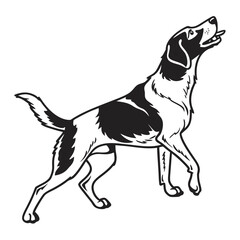 Obraz premium Powerful Hunting Dog Silhouette, Black and White Illustration