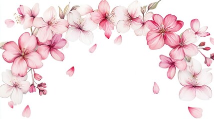 Watercolor Cherry blossom blooming flower,Sakura tree or forest side view,Cherry tree spring flower background,elements for environment and garden,botanical in spring season.