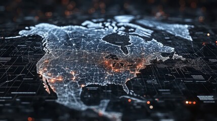 North America digital network map.