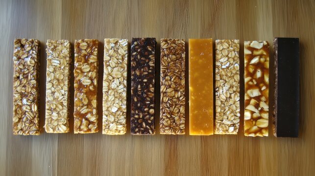 Healthy Granola Bars for On-the-Go - A variety of homemade granola bars made with oats, honey, and nuts, perfect for an on-the-go healthy snack