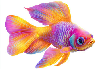 vibrant, colorful fish with flowing fins and scales, swimming gracefully