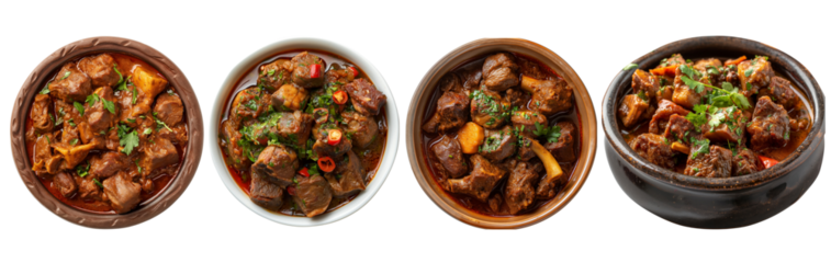 Mutton rosh dish, Mutton Karahi Desi Food isolated on transparent background