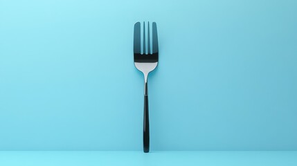 Minimalist fork, blue background, studio shot, food blog