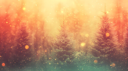 Fototapeta premium Empty Christmas Background with Blurred Christmas Trees, Gifts, and Copy Space for Product Mockup.