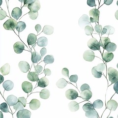 Watercolor Green Leaves Pattern