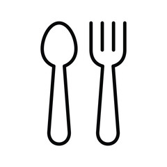 spoon and fork icon line vector design illustration in trendy style