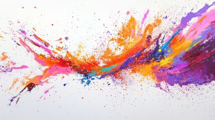 Obraz premium A vibrant splash of Holi colors exploding in mid-air on a white background, creating a mesmerizing, dynamic composition.