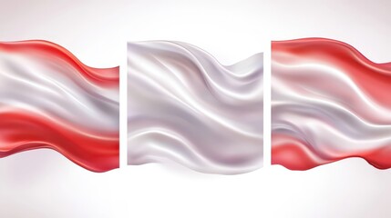 Fototapeta premium Three flags with red and white stripes