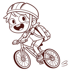 boy cartoon bicycle vector