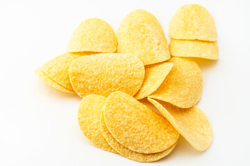 Potato chips isolated on white background