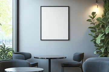 Blank Poster Mockup in Modern Cafe Interior