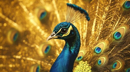 Obraz premium Majestic Peacock Displays Its Brilliant Plumage