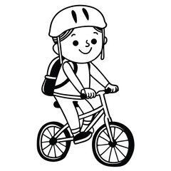 boy cartoon bicycle vector