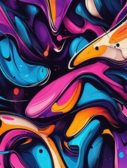 Obraz premium Vibrant abstract art design digital canvas colorful swirls modern aesthetic close-up view creative expression