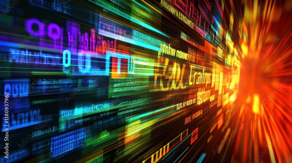 Poster dynamic data visualization in technology digital environment motion graphics abstract viewpoint mode