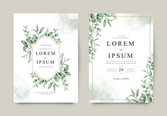 Elegant green plants arranged for wedding invitation card set