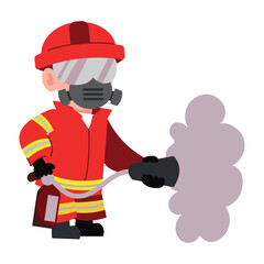 firefighter with extinguisher
