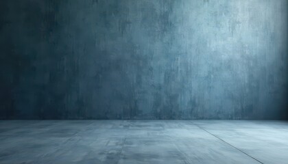 A polished concrete floor with a smoky blue gradient background for modern products.