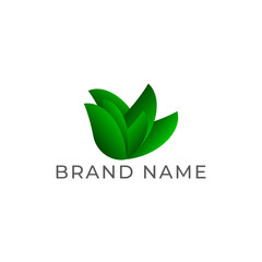 ILLUSTRATION ECO LEAF GRADIENT GREEN COLOR SIMPLE BOTANICAL LOGO ICON TEMPLATE DESIGN VECTOR