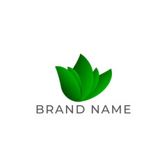 ILLUSTRATION ECO LEAF GRADIENT GREEN COLOR SIMPLE BOTANICAL LOGO ICON TEMPLATE DESIGN VECTOR