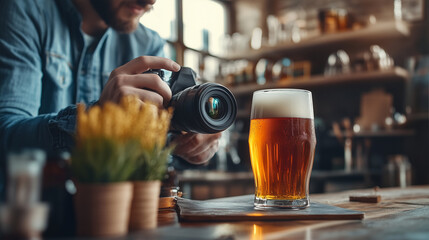 Photographer capturing a perfect beer shot