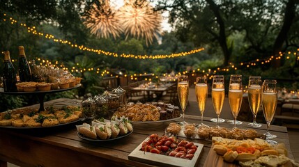 Festive Outdoor Garden Party Fireworks