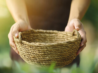 Obraz premium Handmade basket crafted from natural materials, showcasing skillful weaving
