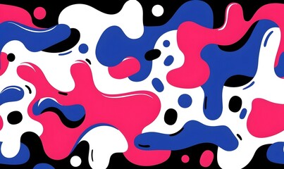 Fluid Motion, A vibrant pattern design reflecting the dynamic essence of water splashes, showcasing rich colors and geometric shapes.