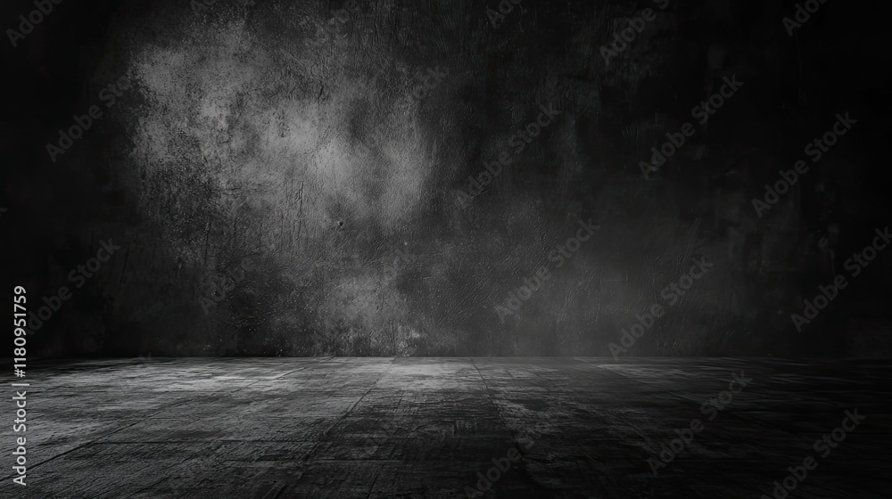 Aufkleber abstract black and white interior background with a concrete wall, a dark room with a floor and ceil