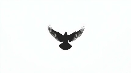 Fototapeta premium Minimalist Dove in Flight, a serene illustration capturing the essence of freedom and peace through a simple yet elegant design.