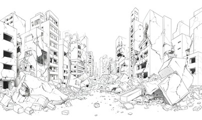 Naklejka premium Minimalist City Skyline Art, a sleek line drawing capturing the essence of urban architecture, showcasing simplicity and elegance in design.