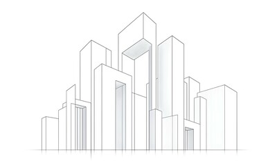 Minimalist City Skyline, a sleek line art depiction of an urban landscape, emphasizing simplicity and elegance in architectural forms.