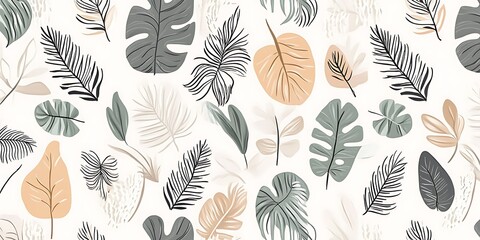 Tropical leaf pattern background design. (1)