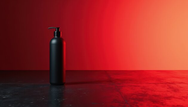 A matte black floor with a glowing red background for bold product photography.