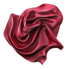 piece of crumpled. shimmering red fabric that showcases a glossy texture and a rich color. suggesting elegance and luxury it can be used for design purposes. fashion. or textile presentations