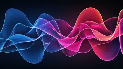 Fototapeta premium Colorful abstract waves in smooth motion with vibrant hues and dynamic flow against a dark background