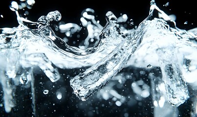 Dynamic water splash, droplets glistening in sunlight, swirling motion captured, vibrant energy, refreshing and invigorating scene