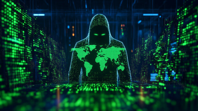 Global Cyber Threat: Hacker in the Digital Matrix 