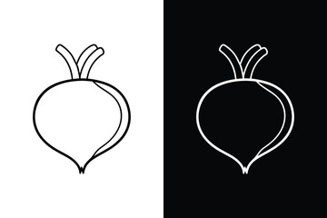 Turnip line Icon. Flat Design Vegetable Illustration in Black & White