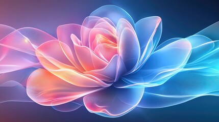 Ethereal Colorful Flower with Soft Glow and Delicate Petals on Mysterious Background