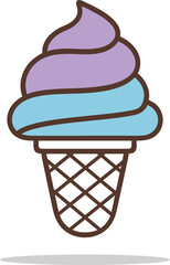 Colorful Ice Cream Cone Illustration with Waffle Design