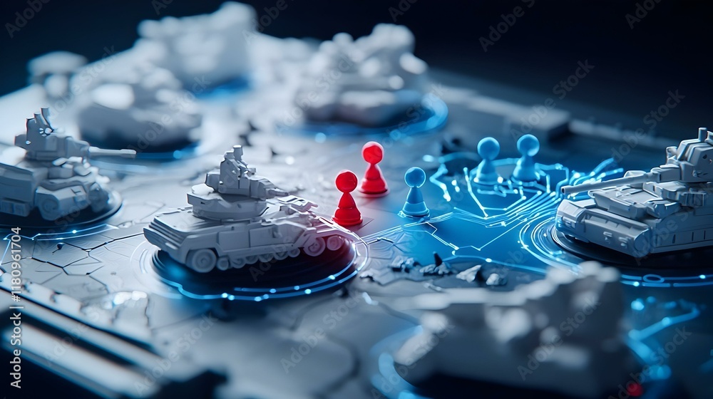Poster 3d map visualization with red and blue markers, interactive display showcasing geographical data tre