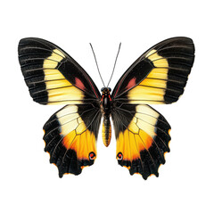 beautifully detailed butterfly with vibrant black. yellow. and red patterns on its wings. showcasing the intricate design of nature it serves as an artistic representation. highlighting the beauty and