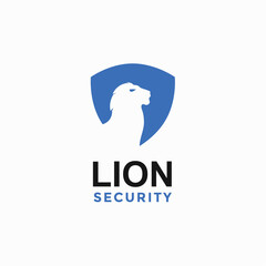 lion security simple logo in negative space