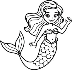 This captivating image features a mesmerizing mermaid gracefully posed in serene, turquoise waters.