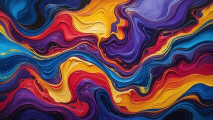 Vibrant Swirls: An Abstract Fluid Painting in Bold Hues