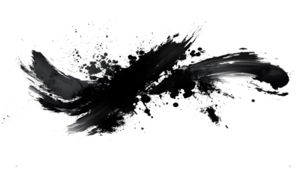 Chinese ink black and white abstract wallpaper. Simple minimal banner of brush strokes. Artistic japanese painting. Tradition zen banner. 