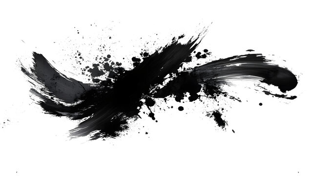 Chinese ink black and white abstract wallpaper. Simple minimal banner of brush strokes. Artistic japanese painting. Tradition zen banner. 