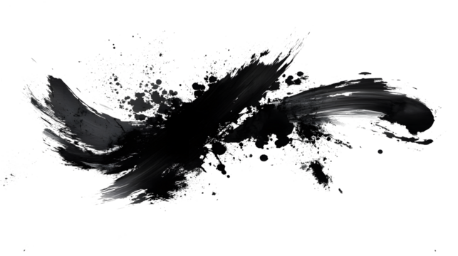Chinese ink black and white abstract wallpaper. Simple minimal banner of brush strokes. Artistic japanese painting. Tradition zen banner. 